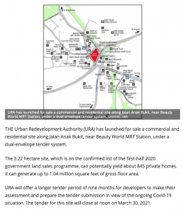 URA launches Jalan Anak Bukit site under dual-envelope tender-2